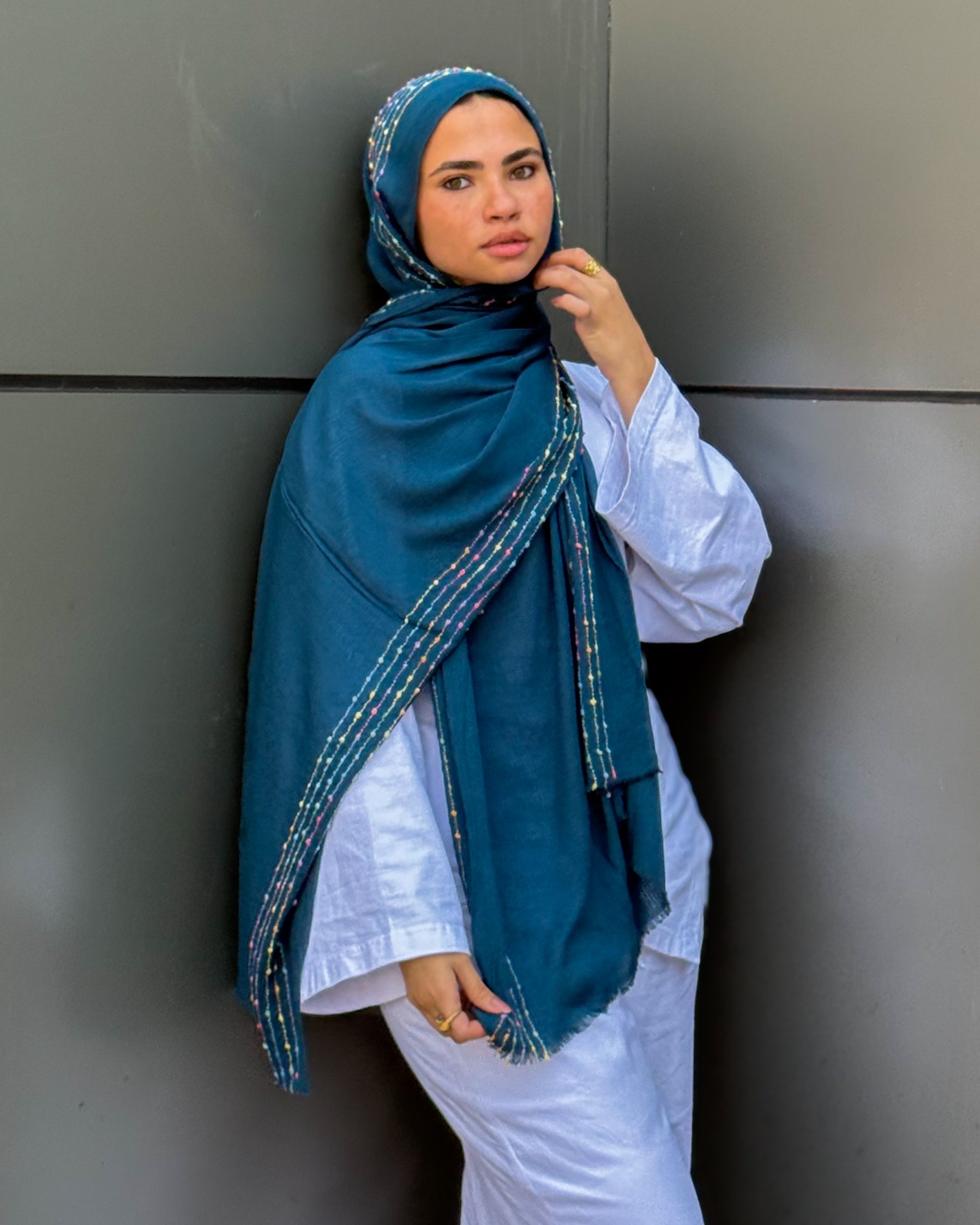 Twist of Lines Hijab - Petrol