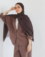 Airy Linen Hijab - Chocolate