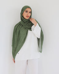Airy Linen Hijab - Olive