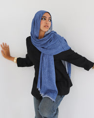 Airy Linen Hijab - Blue