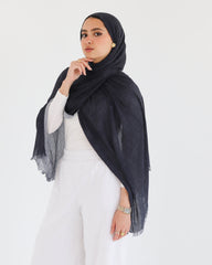 Airy Linen Hijab - Dark Grey
