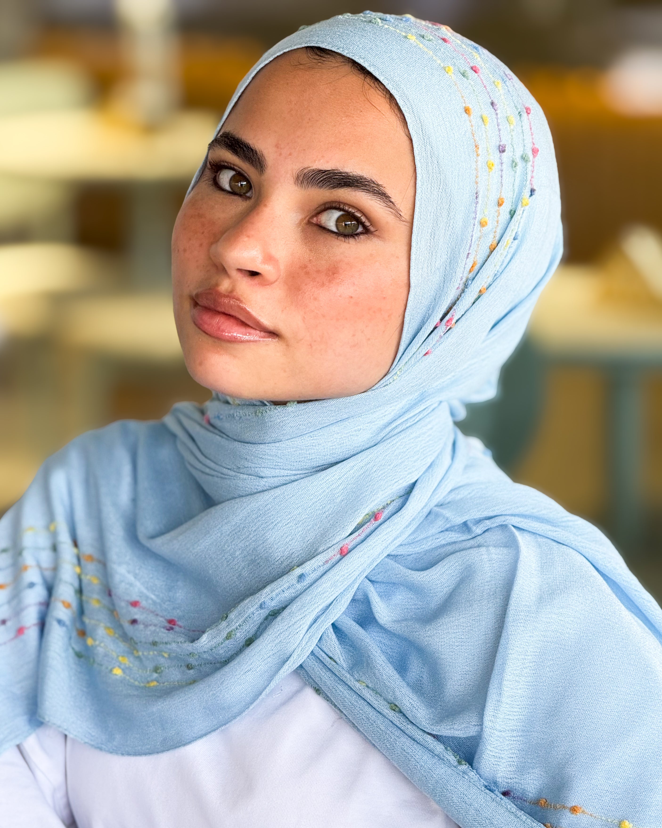 Twist of Lines Hijab - Baby Blue