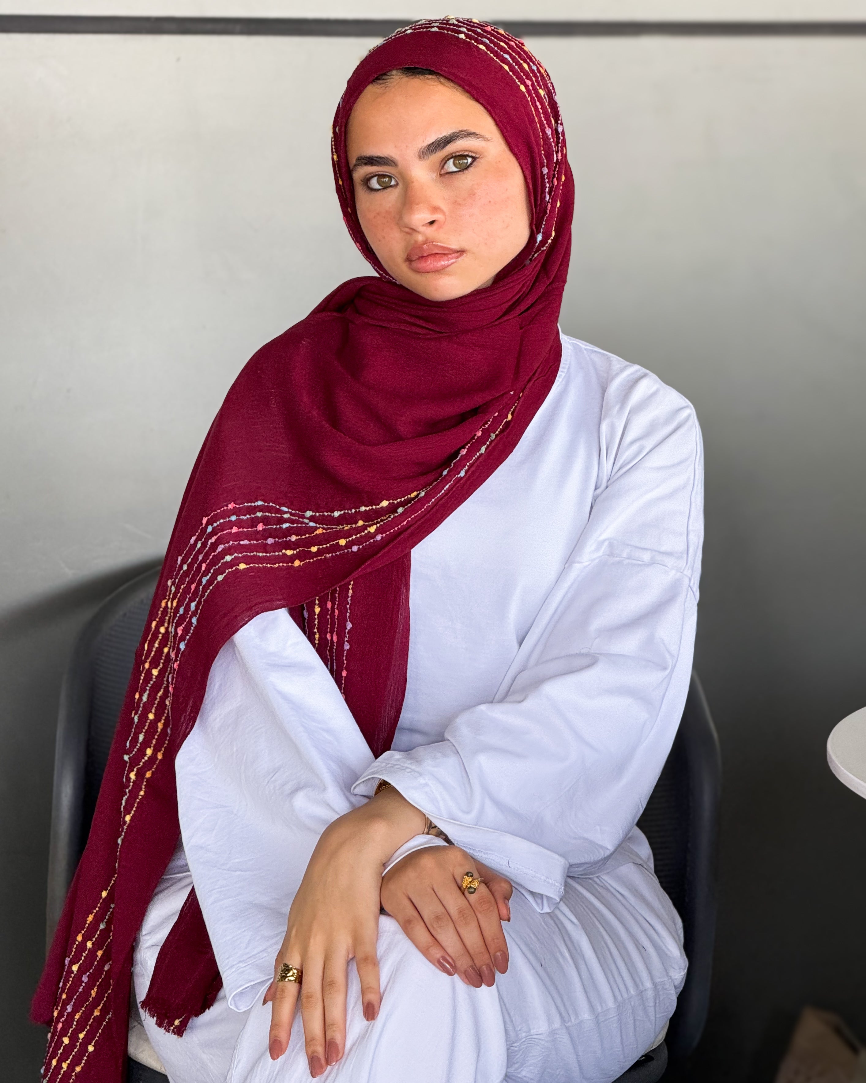 Twist of Lines Hijab - Burgundy
