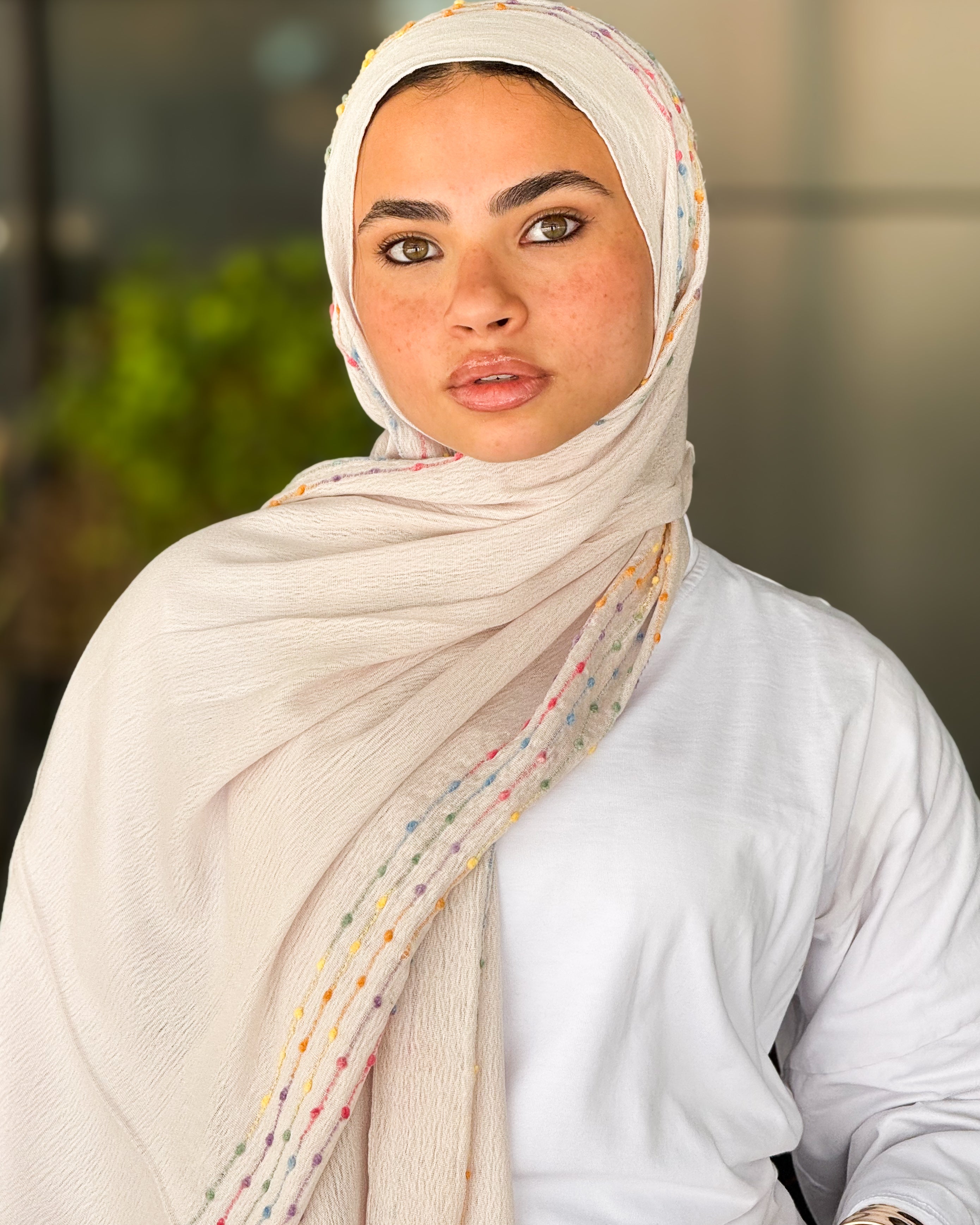 Twist of Lines Hijab - Sand Beige
