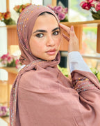 Twist of Lines Hijab - Wood Rose