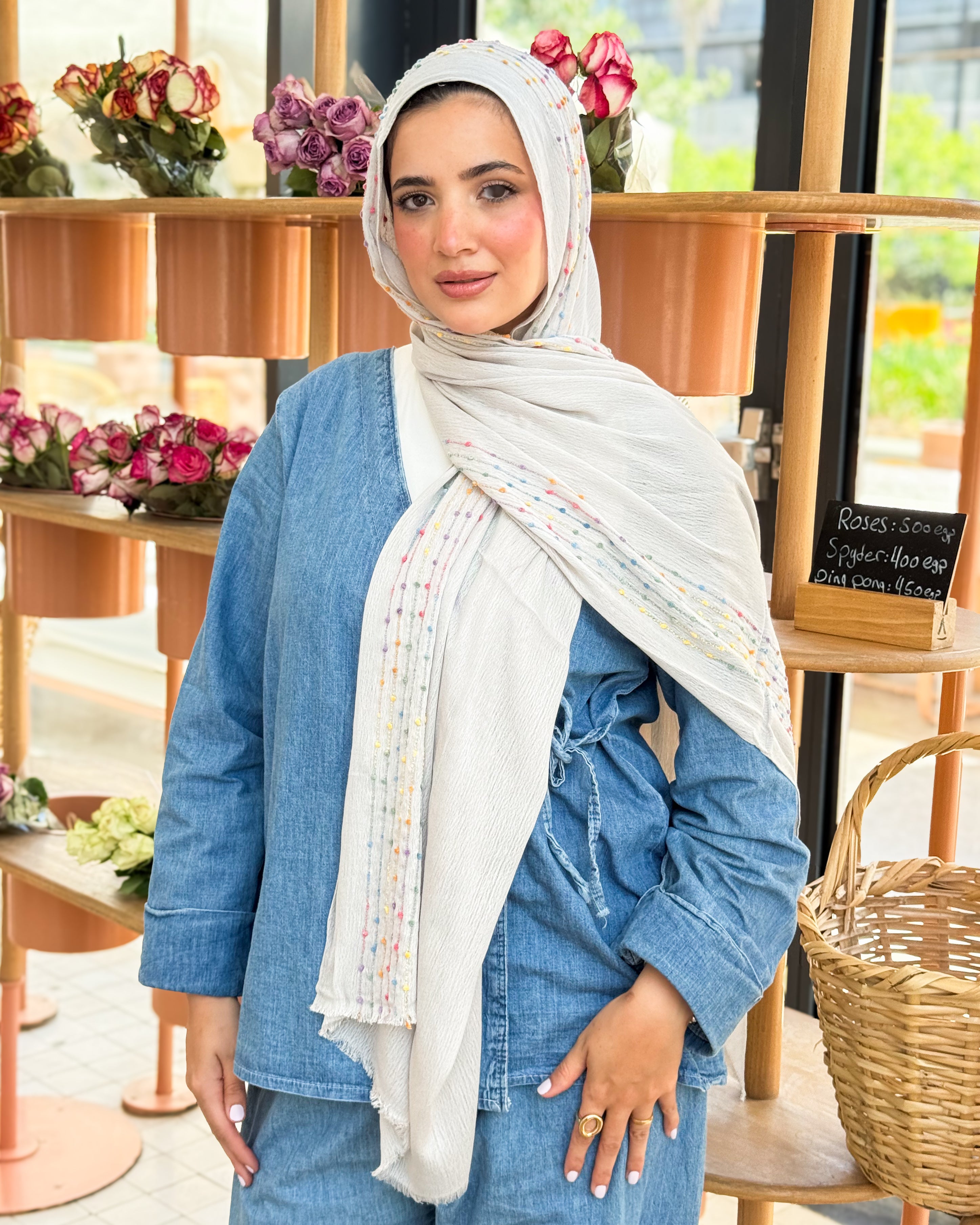 Twist of Lines Hijab - Mushroom Grey