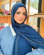 Twist of Lines Hijab - Teal Blue