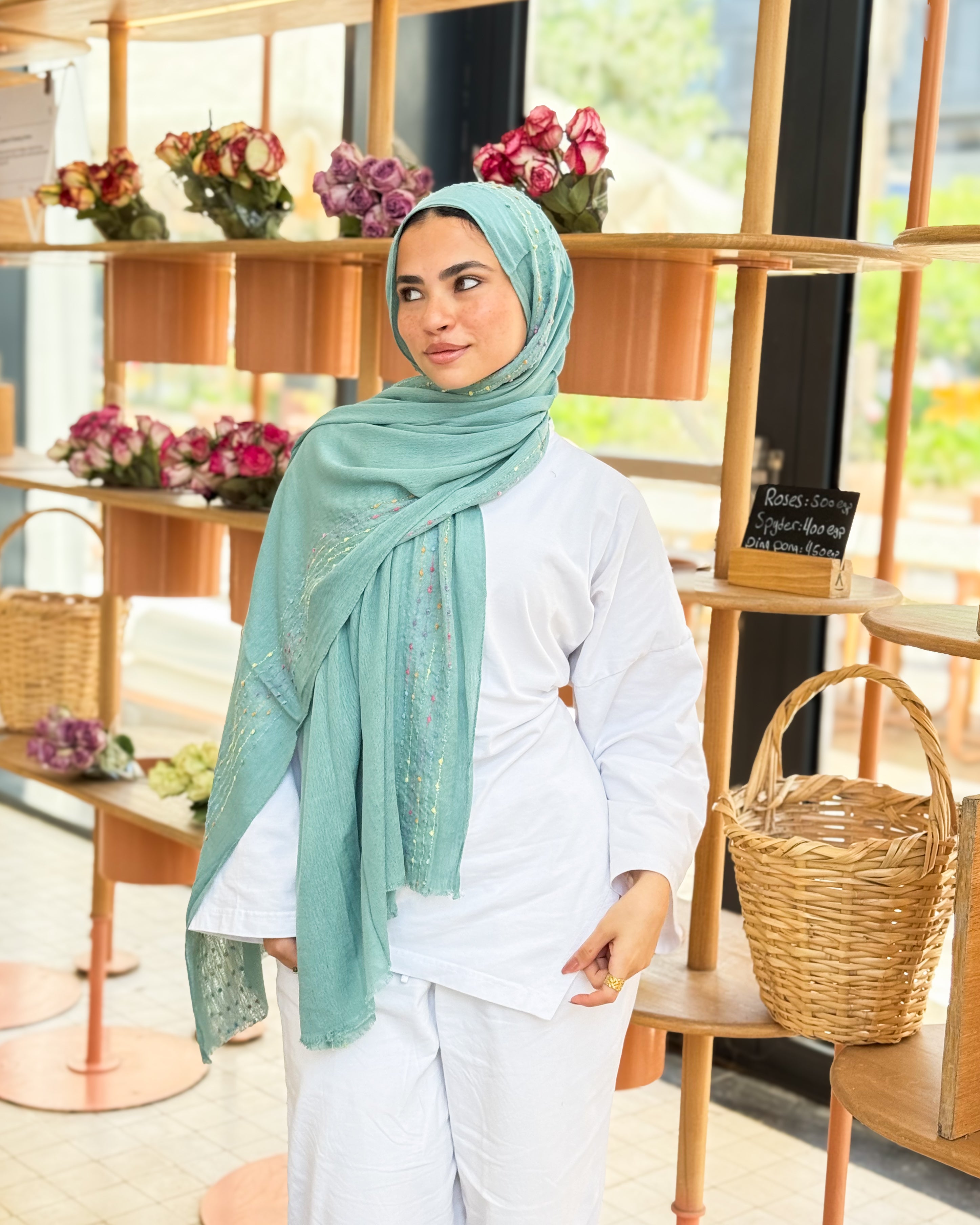 Twist of Lines Hijab - Mint Green