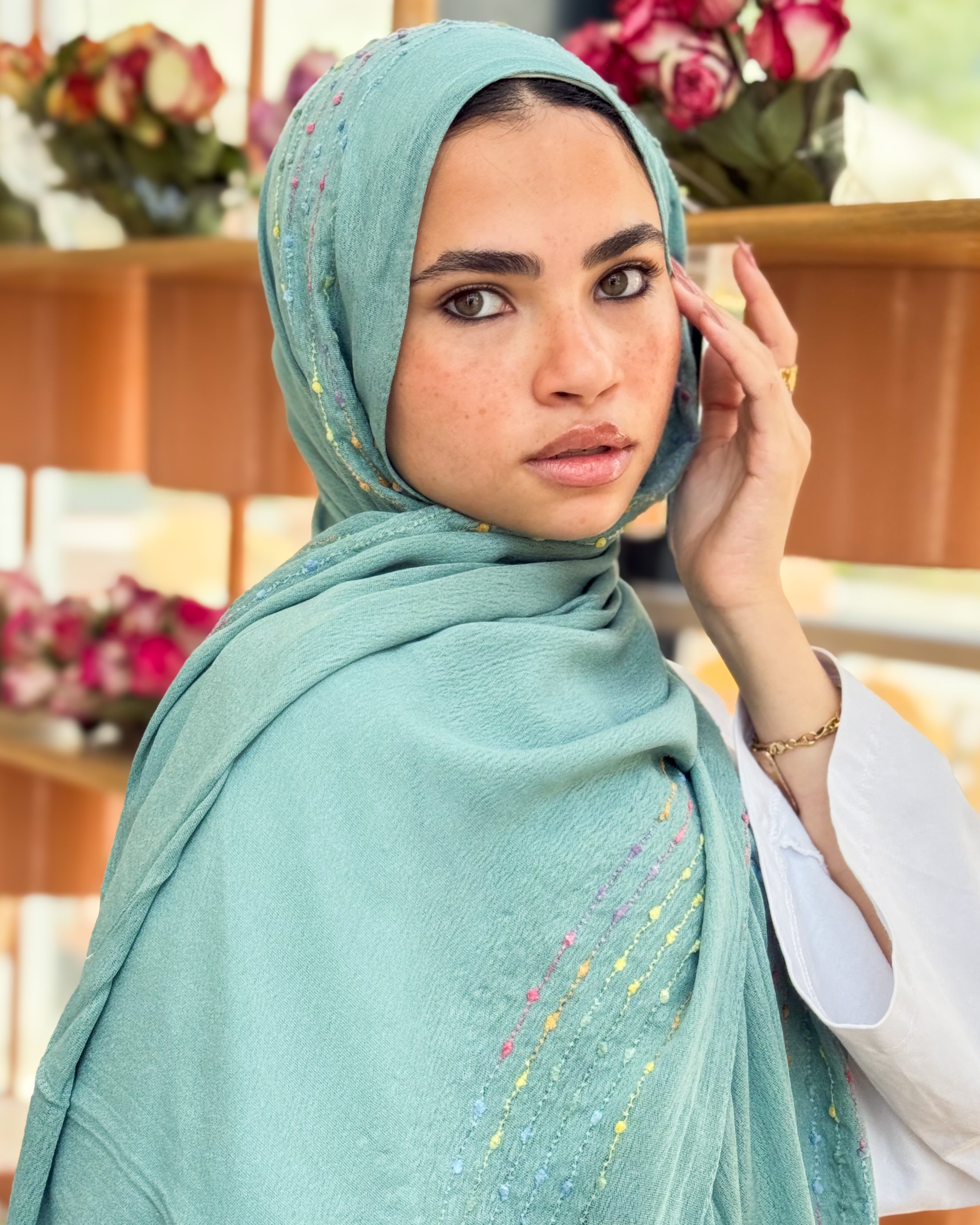 Twist of Lines Hijab - Mint Green