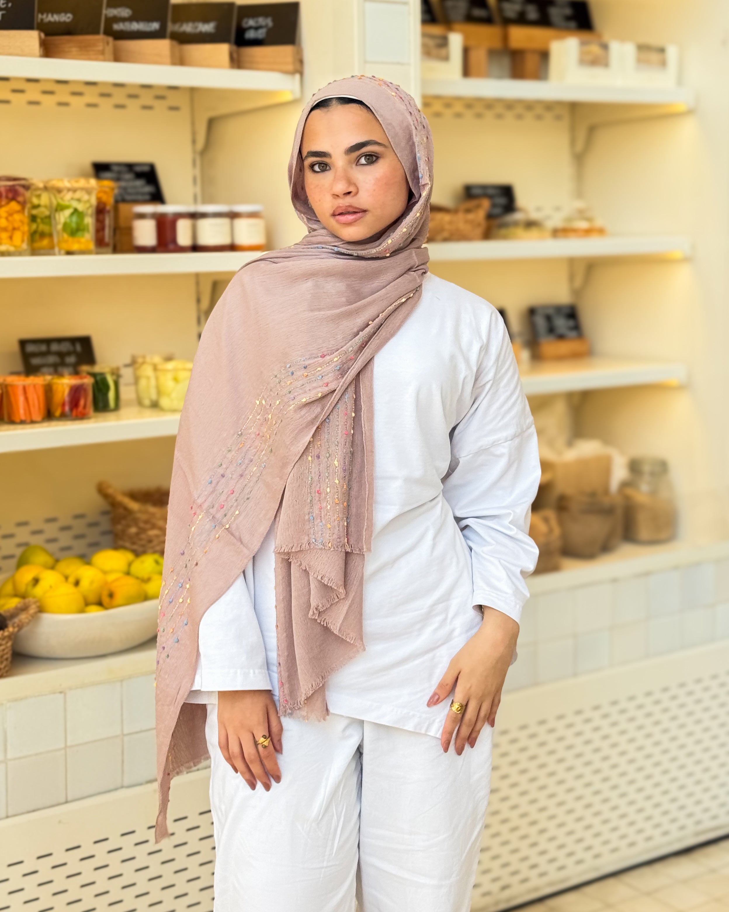 Twist of Lines Hijab - Cafe