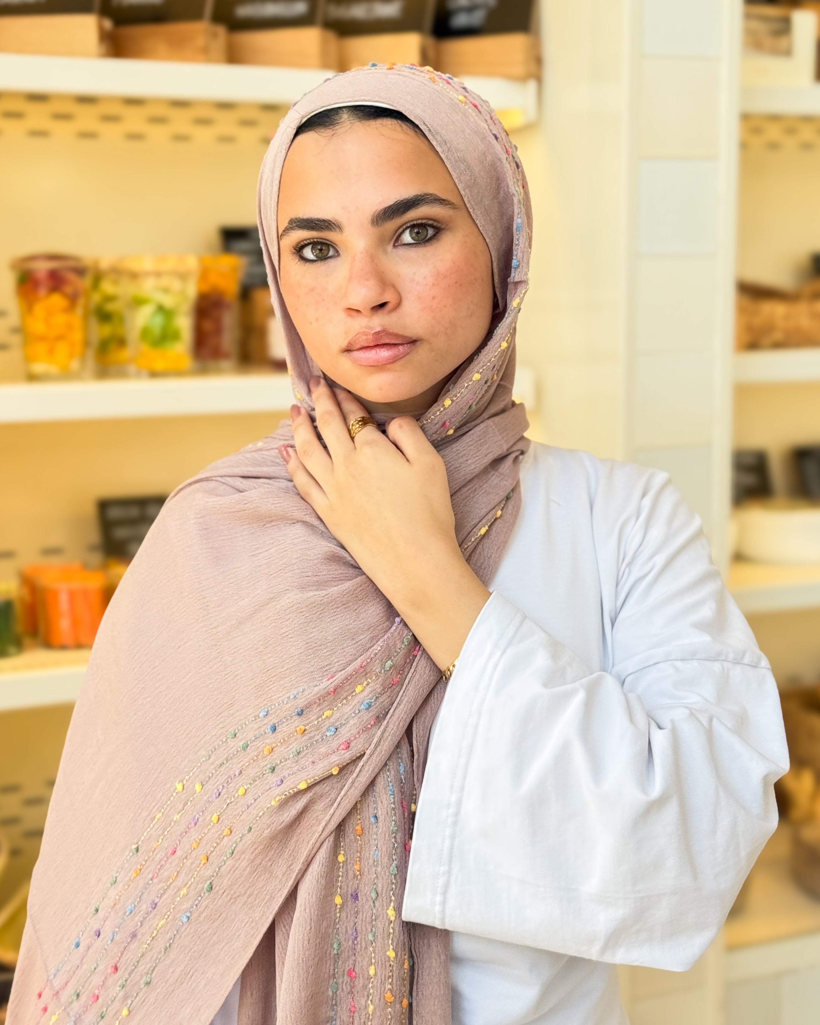 Twist of Lines Hijab - Cafe