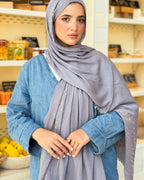 Twist of Lines Hijab - Grey
