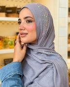 Twist of Lines Hijab - Grey