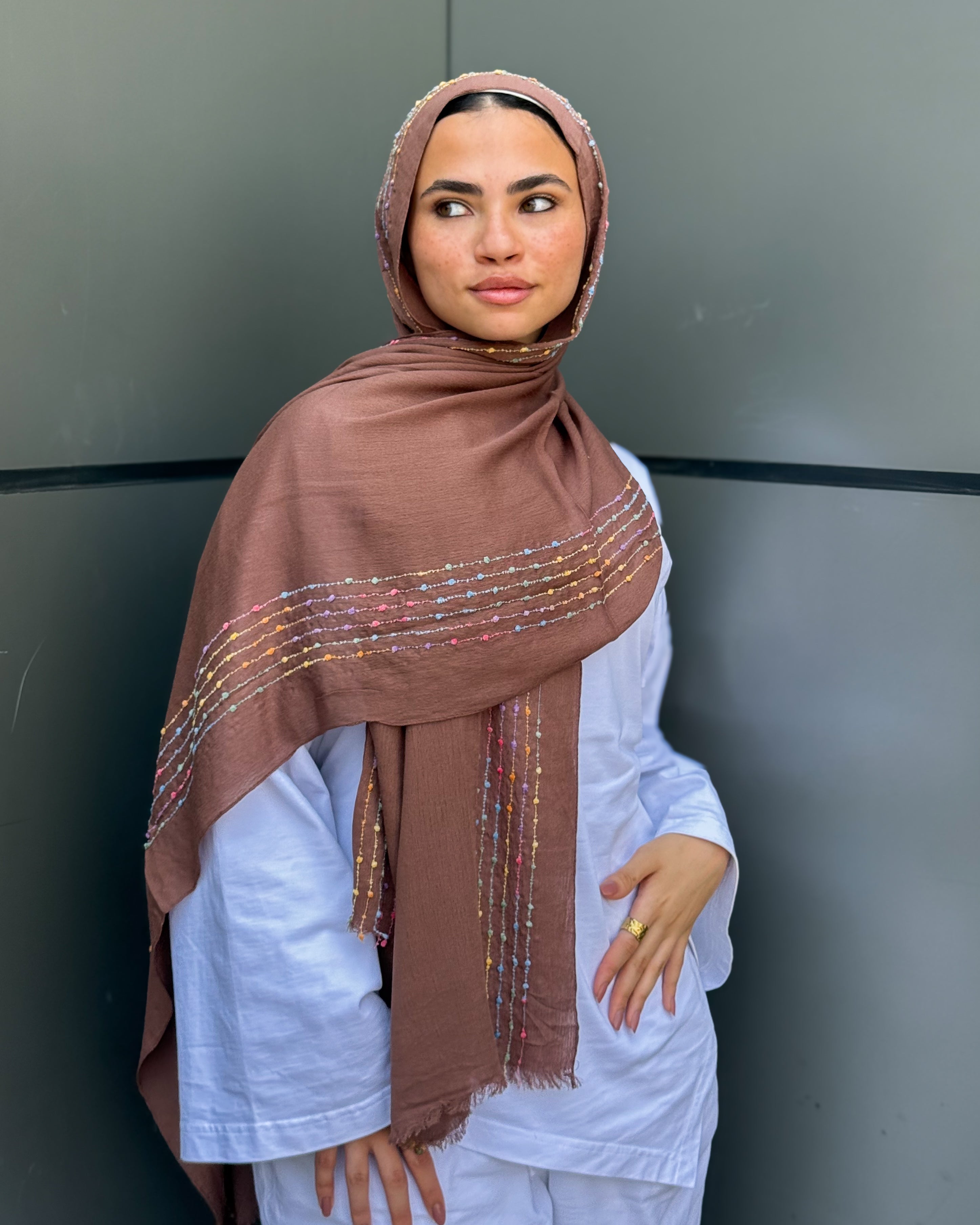 Twist of Lines Hijab - Chocolate