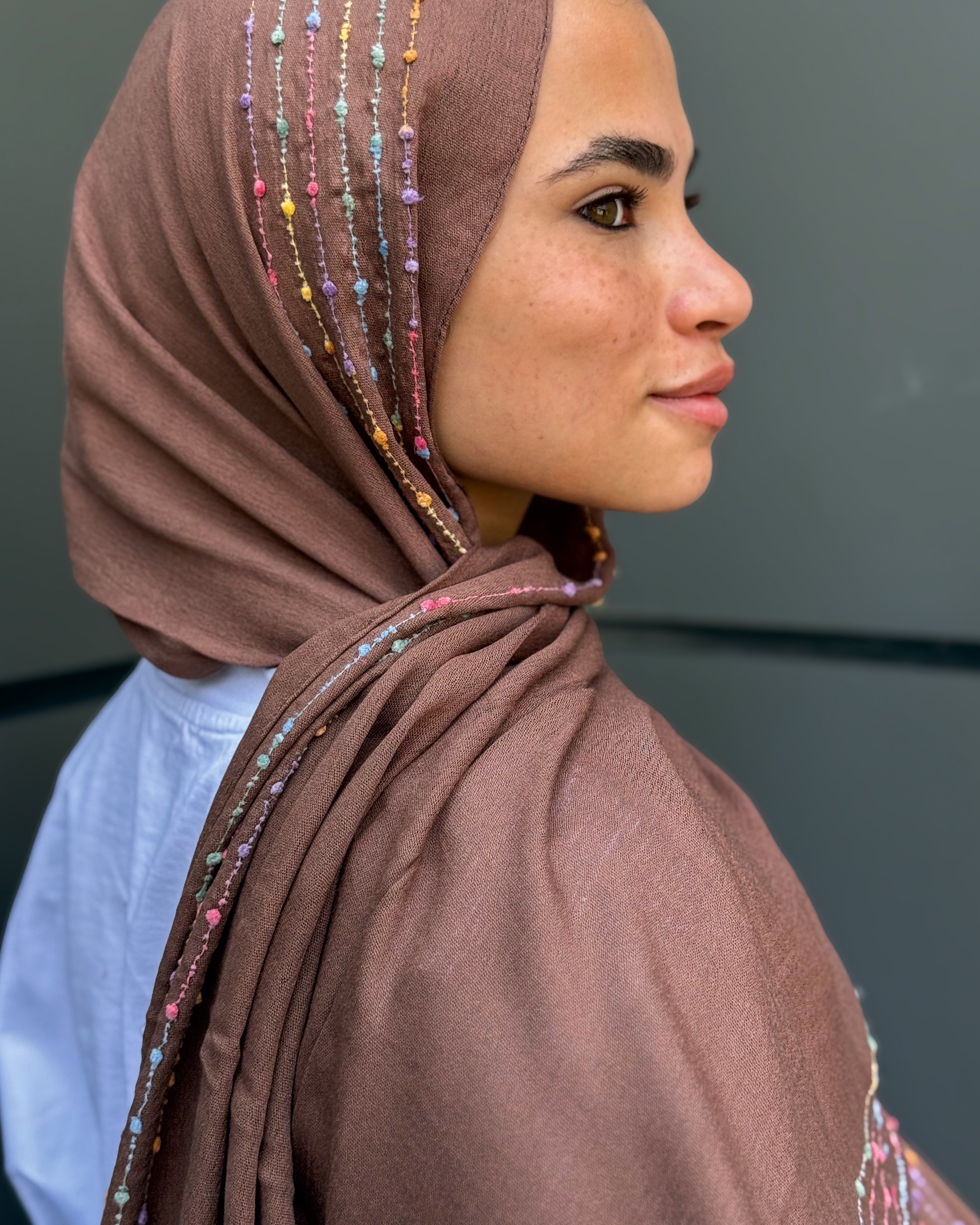 Twist of Lines Hijab - Chocolate