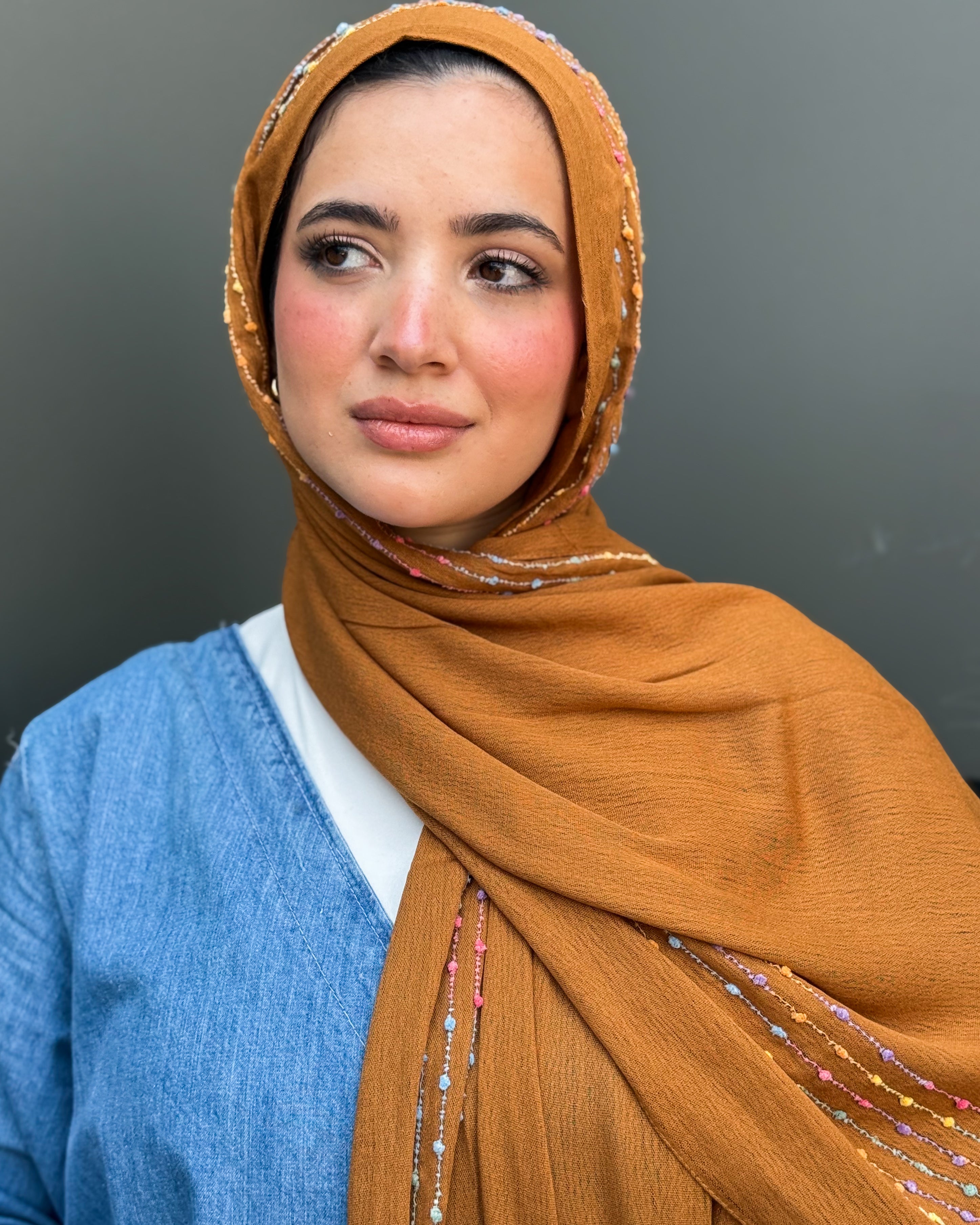 Twist of Lines Hijab - Camel