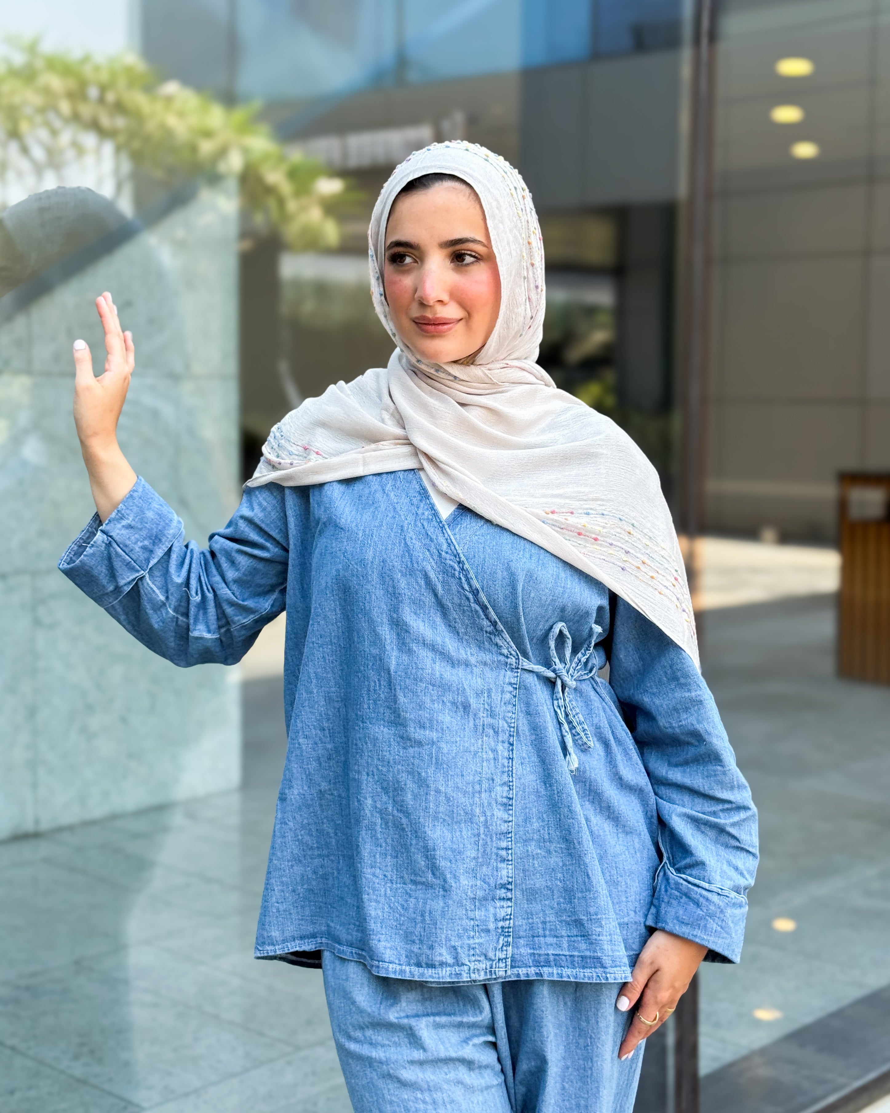 Twist of Lines Hijab - Ligth Beige