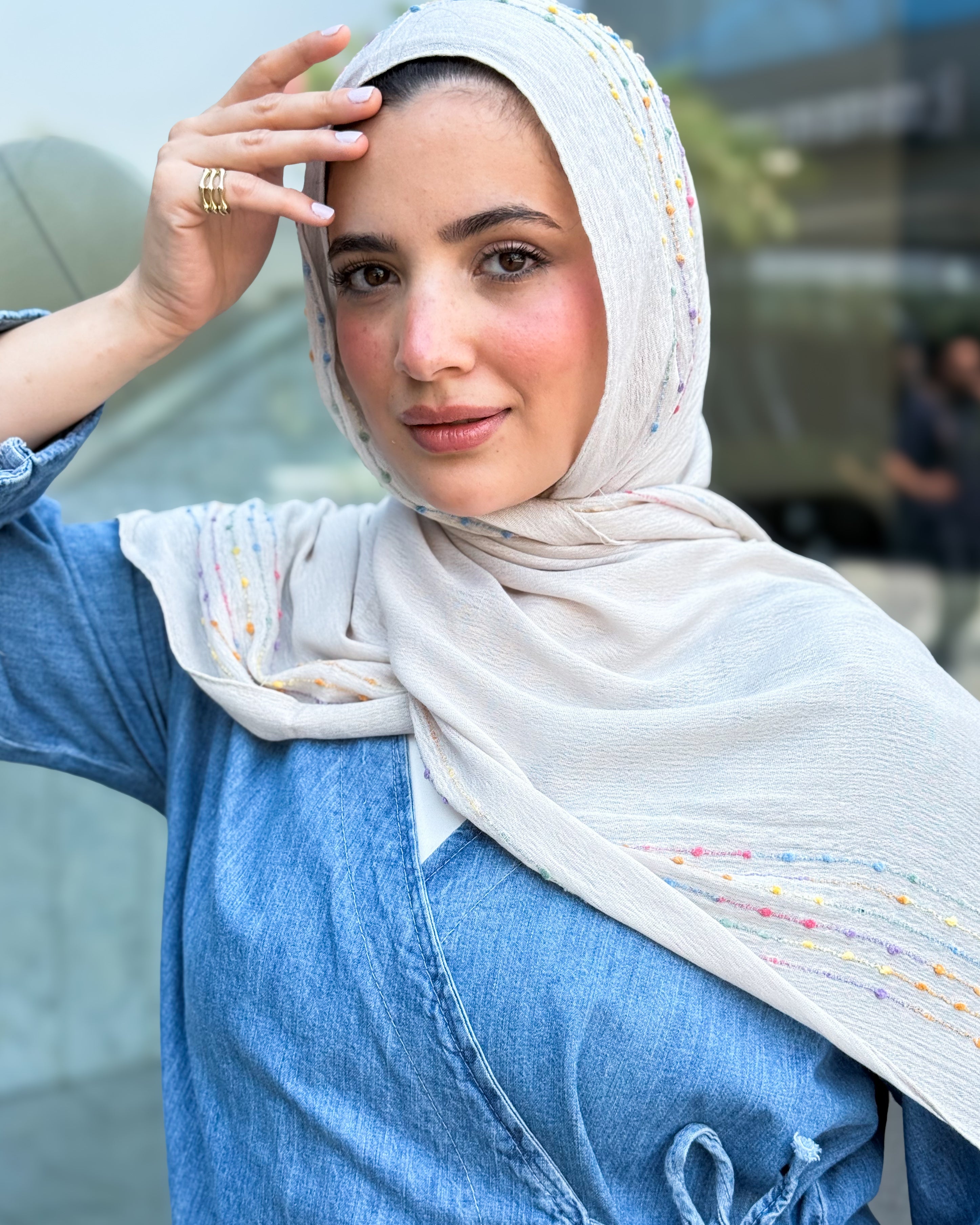 Twist of Lines Hijab - Ligth Beige