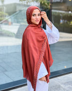 Twist of Lines Hijab - Ginger Orange