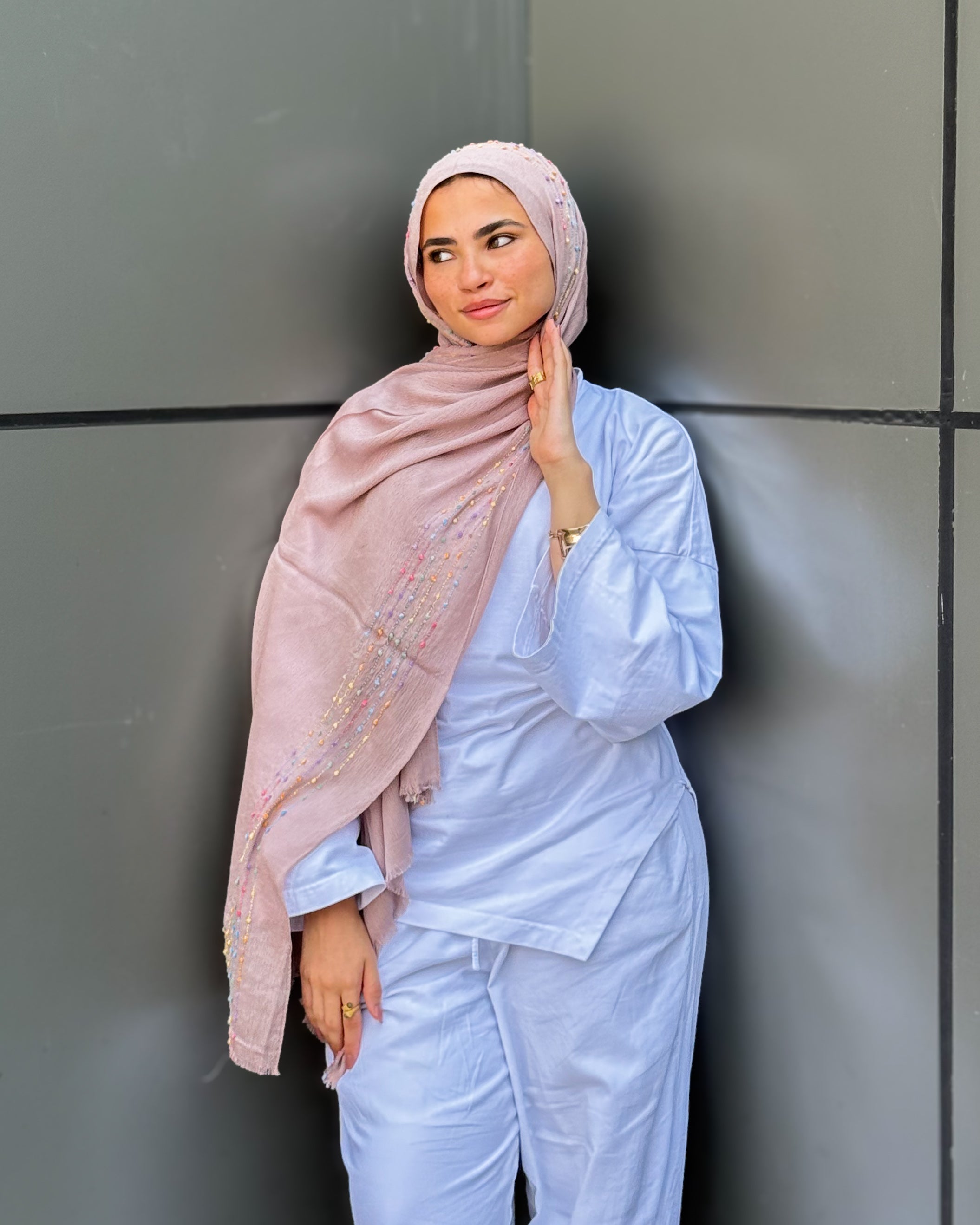 Twist of Lines Hijab - Dusty Rose
