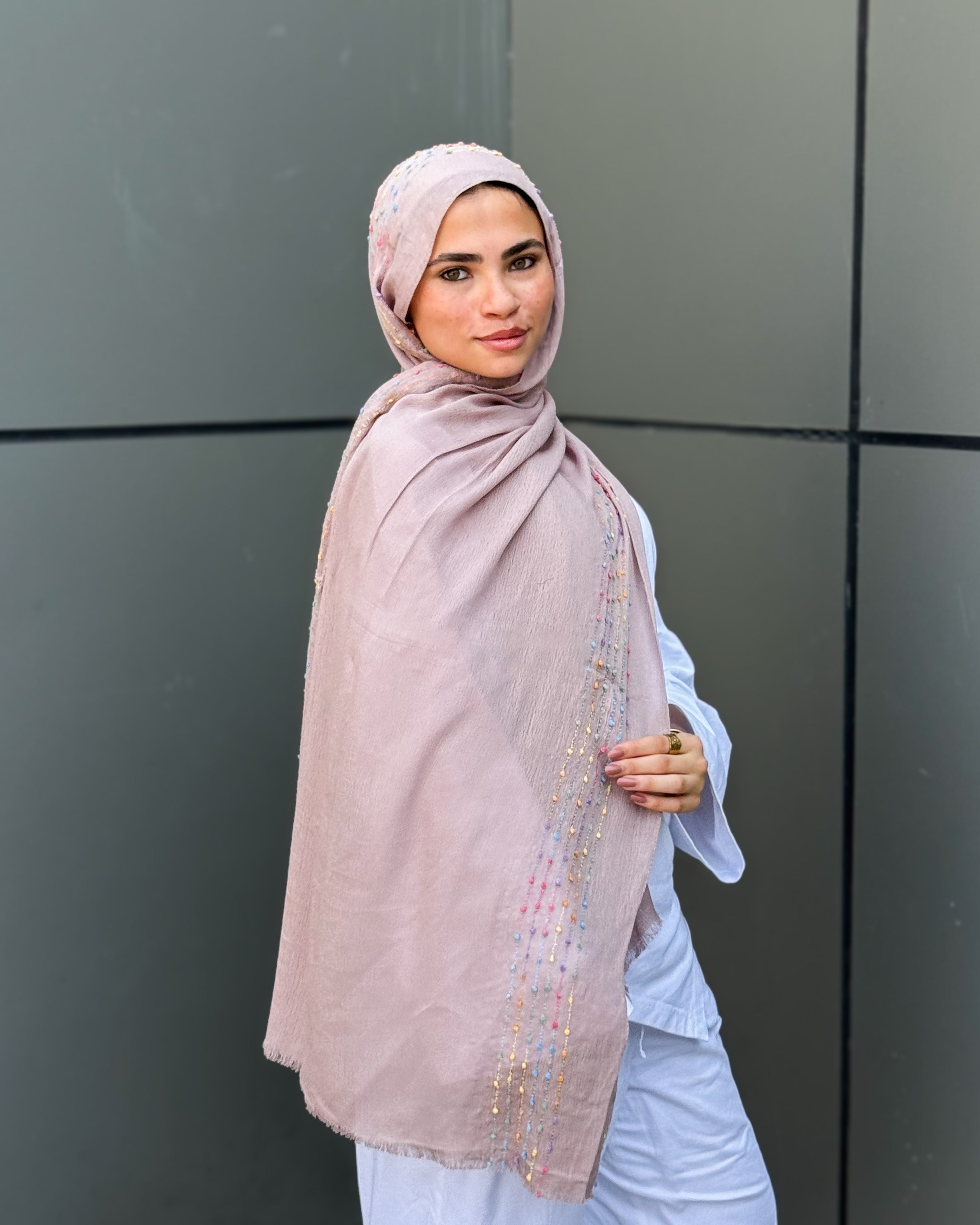 Twist of Lines Hijab - Dusty Rose