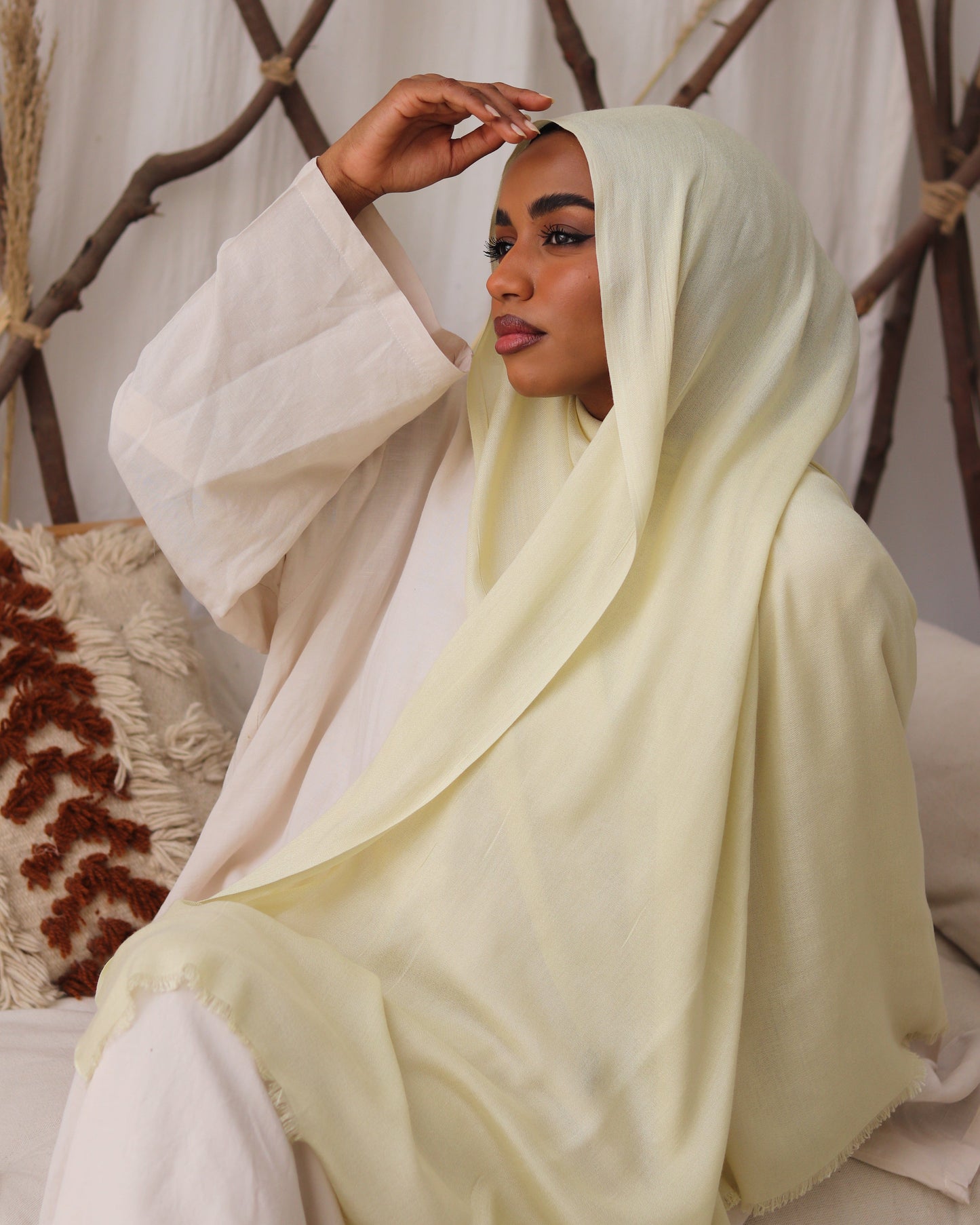 esh-esh Cotton Ash Hijab - Creamy