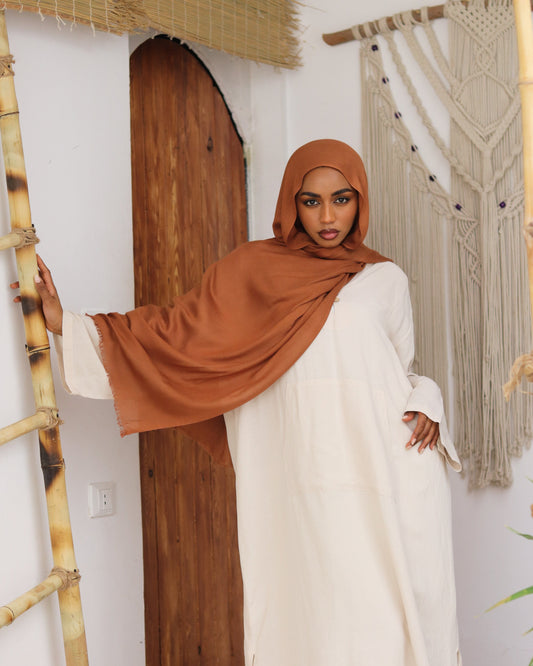 esh-esh Cotton Ash Hijab - Ginger Orange