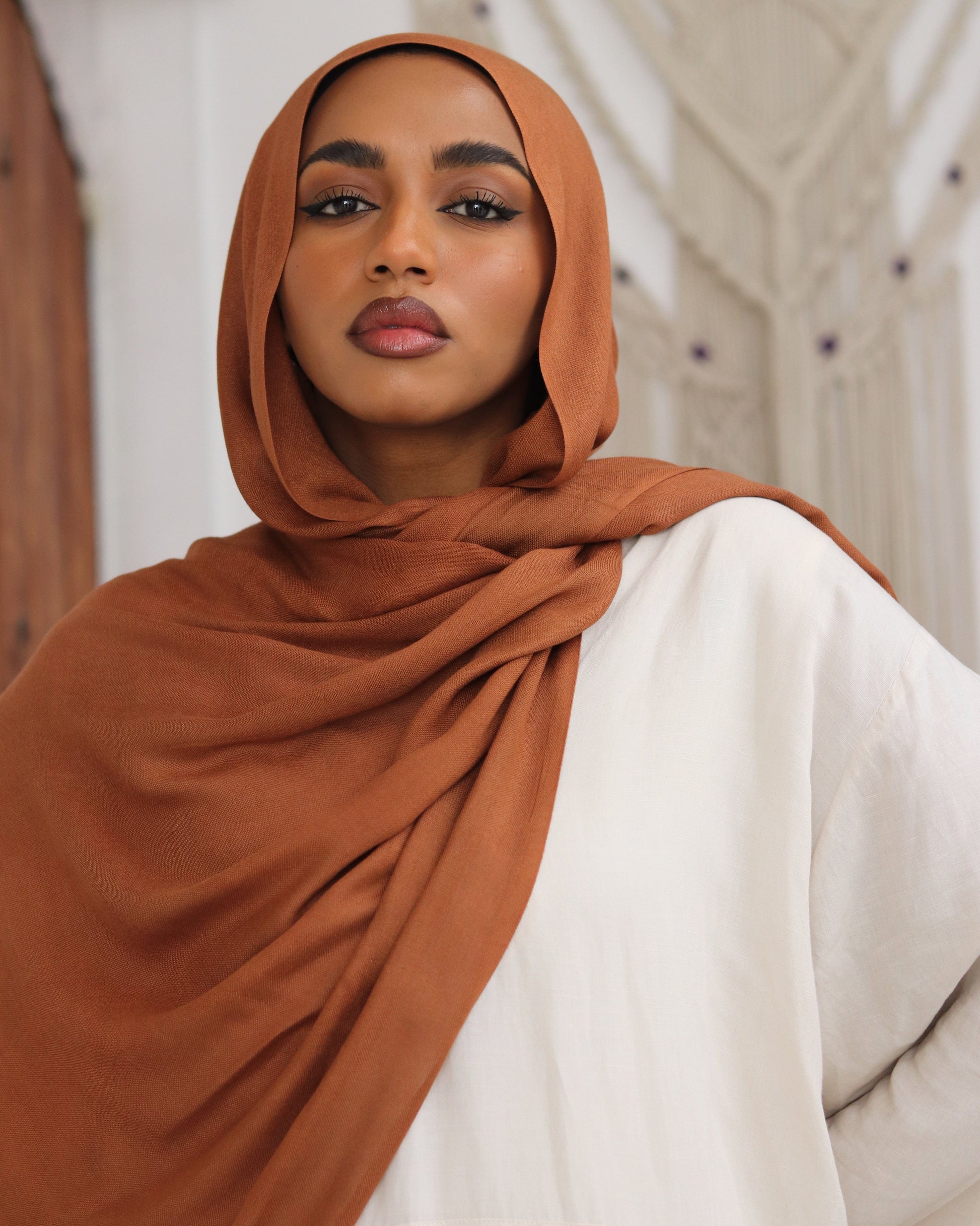 esh-esh Cotton Ash Hijab - Ginger Orange