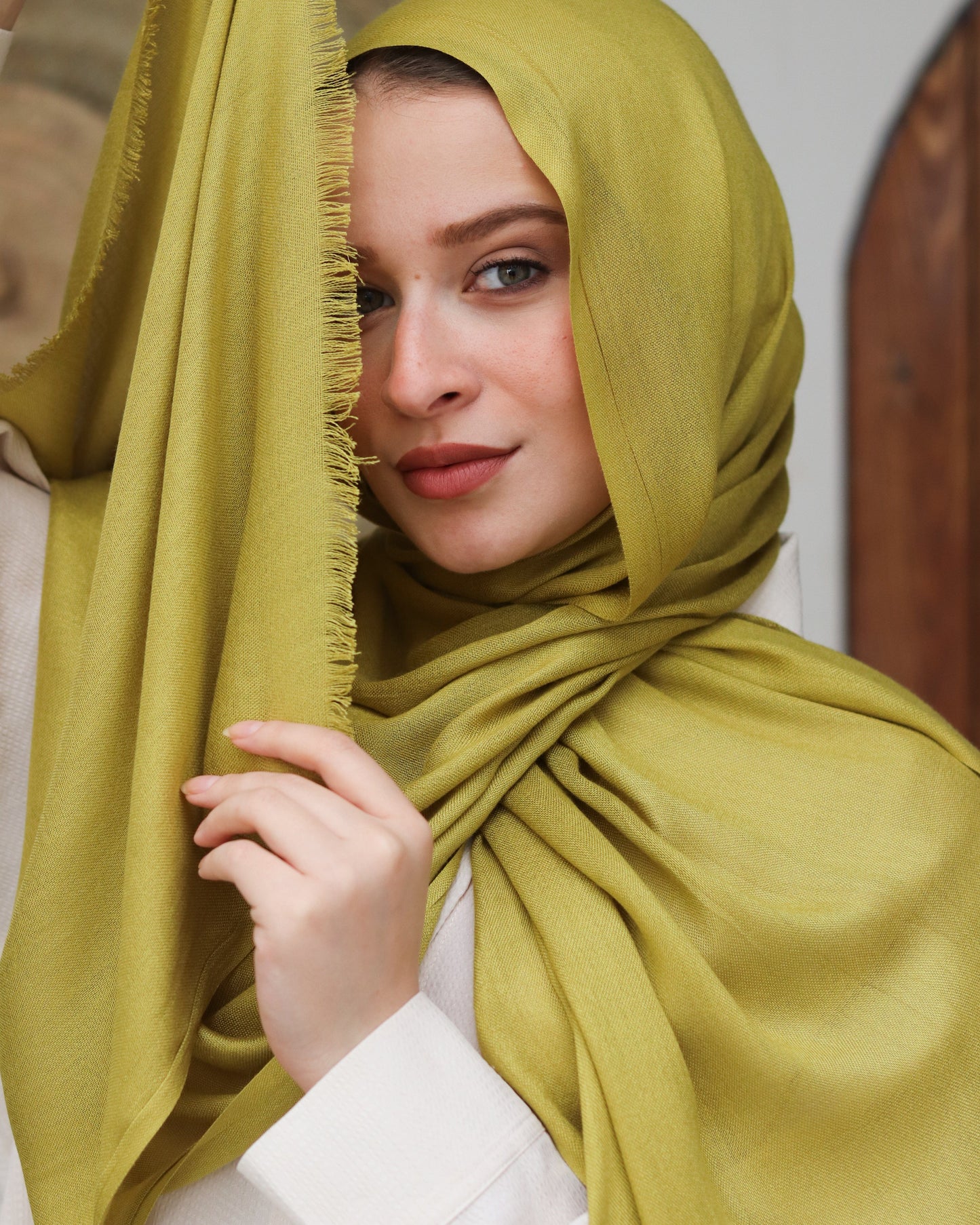 esh-esh Cotton Ash Hijab - Lime Green