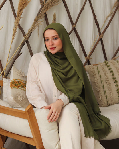 esh-esh Cotton Ash Hijab - Olive