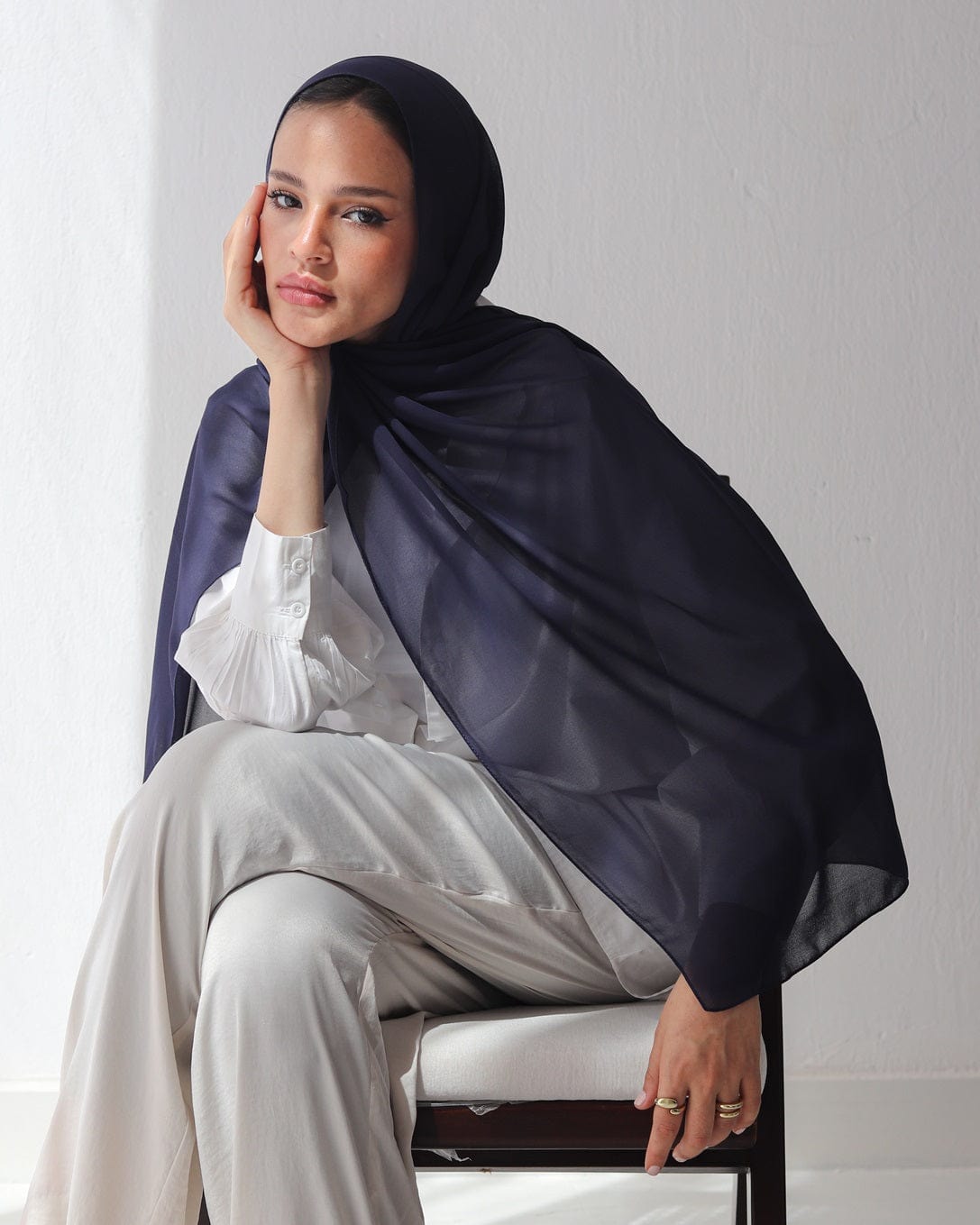 esh-esh Dark Blouse Premium Blue Hijab