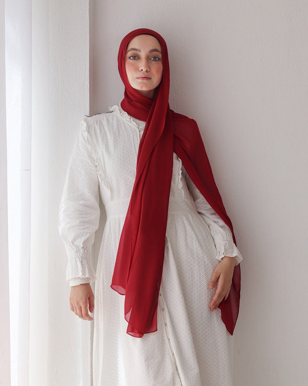 esh-esh Dark Red Premium Red Hijab