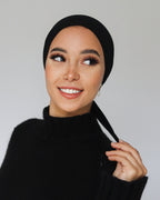 esh-esh No Thread Cap With Tie - Black